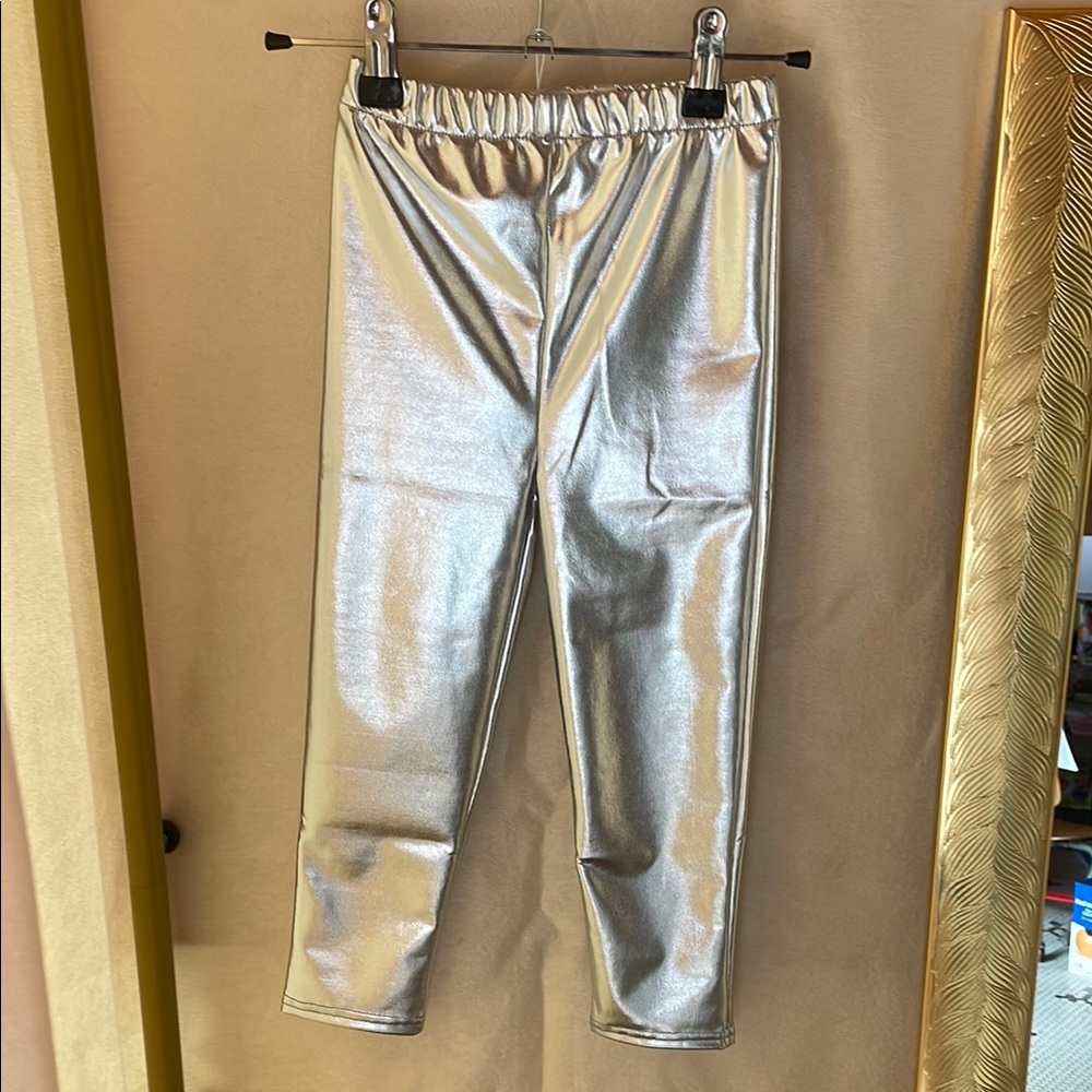 Kids Silver Metallic Leggings